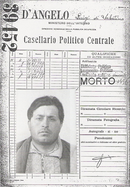Scheda Casellario politico Centrale di  D'angelo Luigi